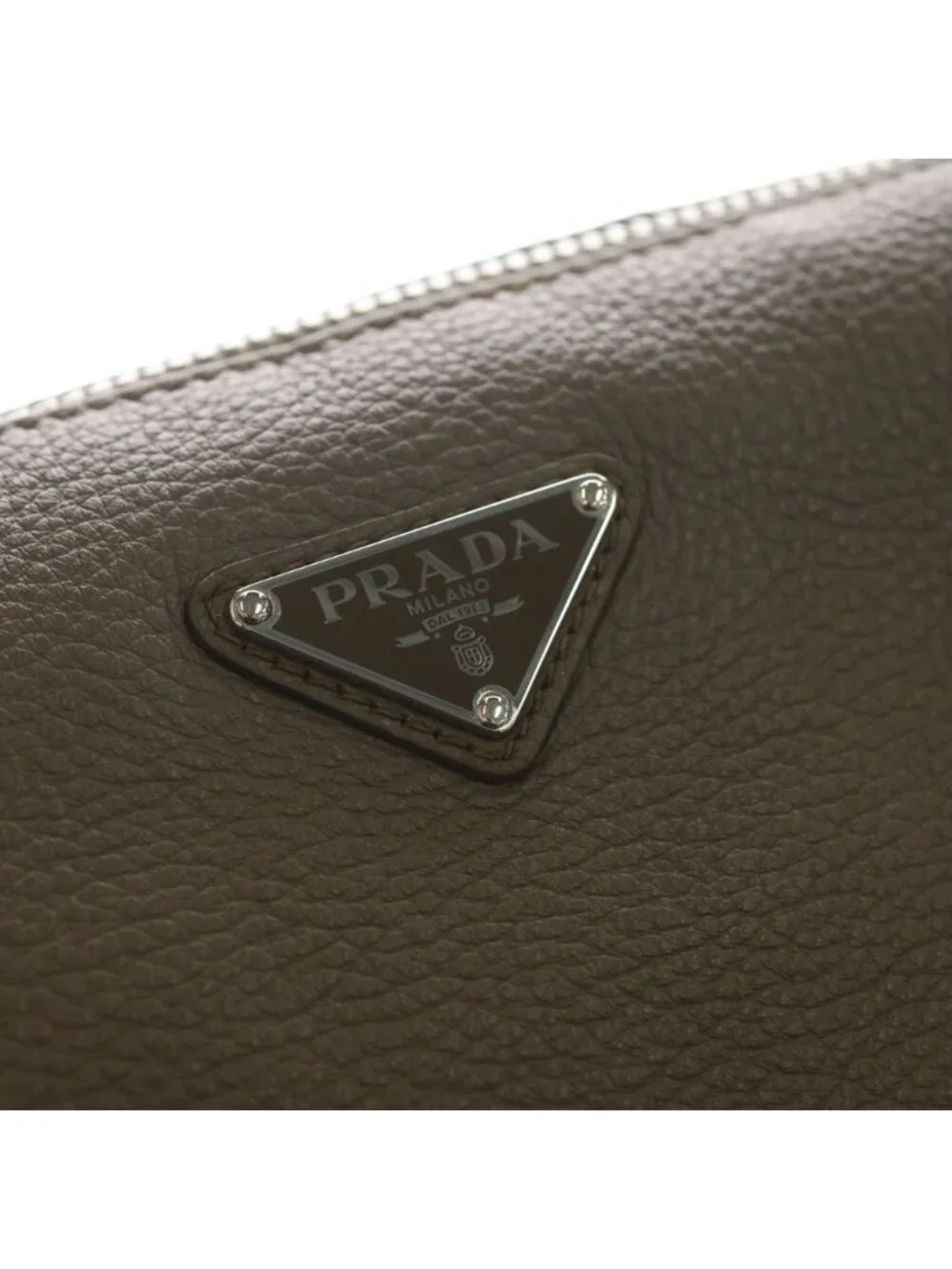 Prada Vitello Daino Shoulder Bag Gray Leather Silver